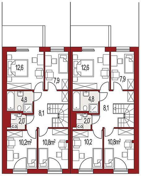 Piętro 1 projektu Katrina Gold Bliźniak A
