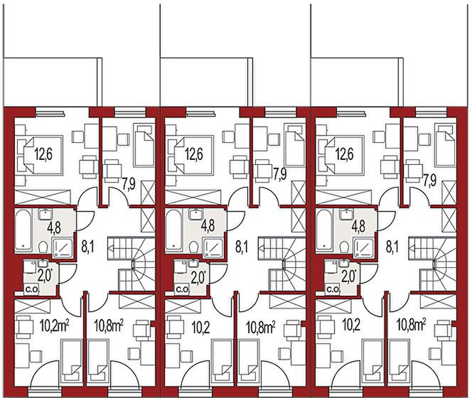Piętro 1 projektu Katrina Gold 3 segmenty