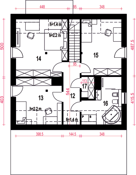 Poddasze projektu Nowalia II z garażem 1-st. [A1]