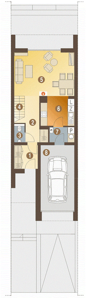 Parter projektu Eco 4 z garażem 1-st. szeregówka [A-SZ]