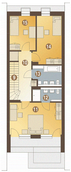 Piętro 1 projektu Eco 4 z garażem 1-st. szeregówka [A-SZ]