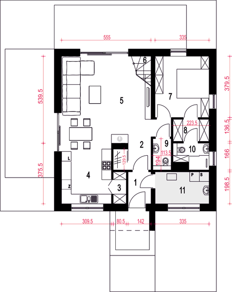 Parter projektu Nowalia II bez garażu [B]