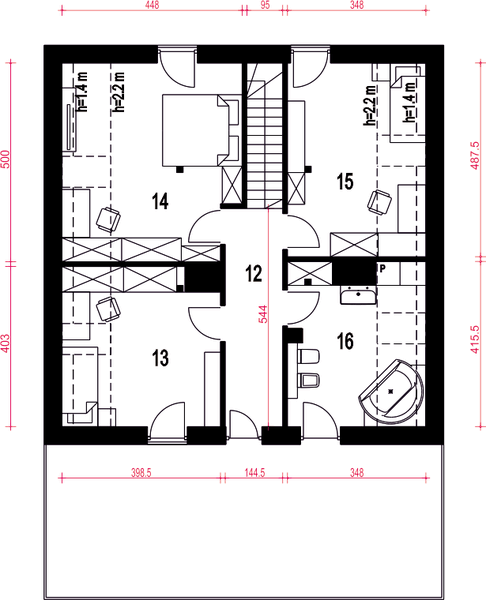 Poddasze projektu Nowalia Mode z garażem 1-st. [A1]