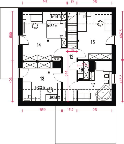 Poddasze projektu Nowalia II Mode z garażem 1-st. [A]