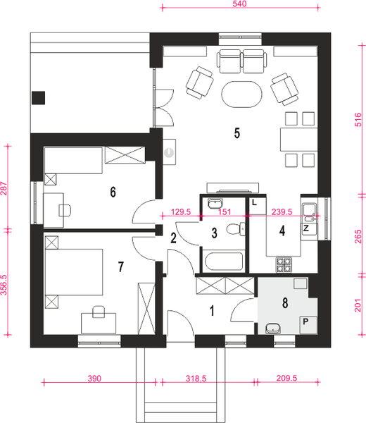 Parter projektu Szymek Bis bez garażu [B]