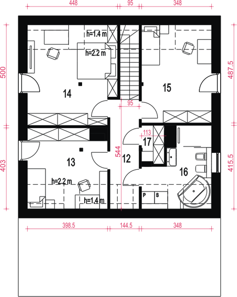 Poddasze projektu Nowalia II Mode z garażem 1-st. [A1]