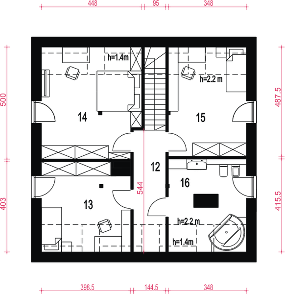 Poddasze projektu Nowalia II Mode bez garażu [B]