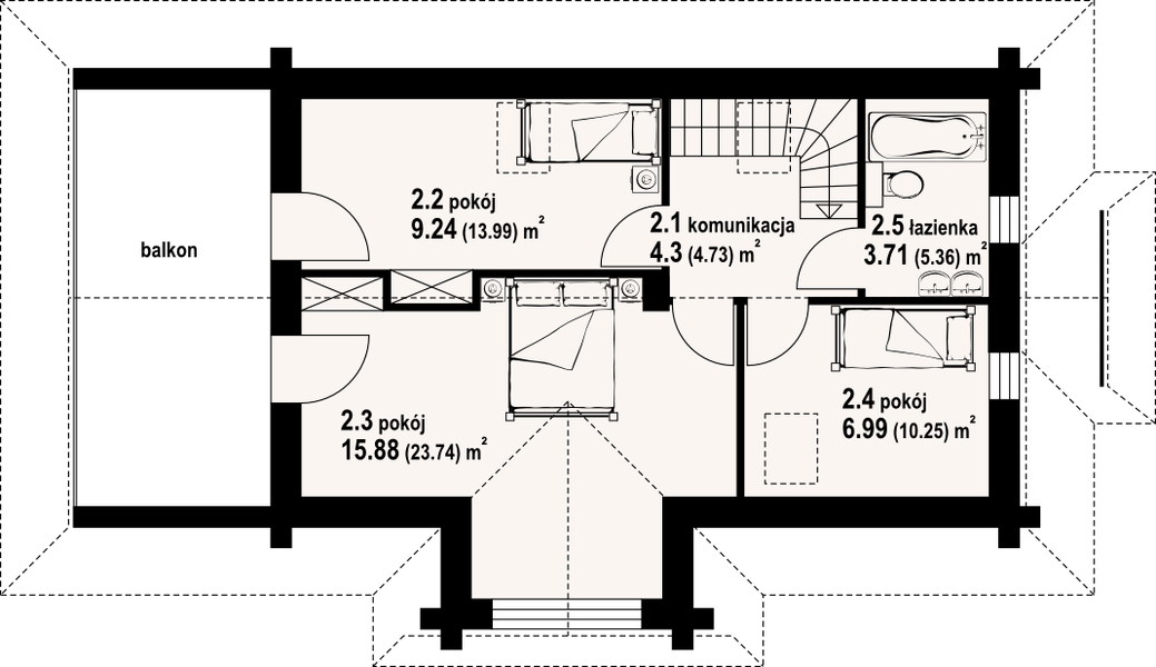 Poddasze projektu Rytowo 23 dw