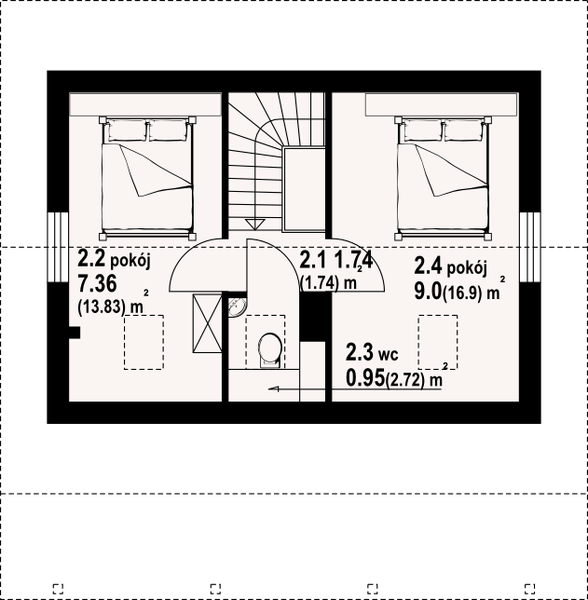 Poddasze projektu Hoczew mała 19 dws
