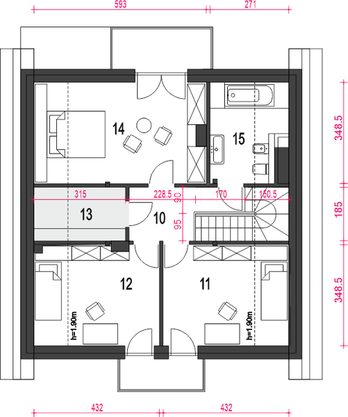 Poddasze projektu Dom Dla Ciebie 9 bez garażu [B]