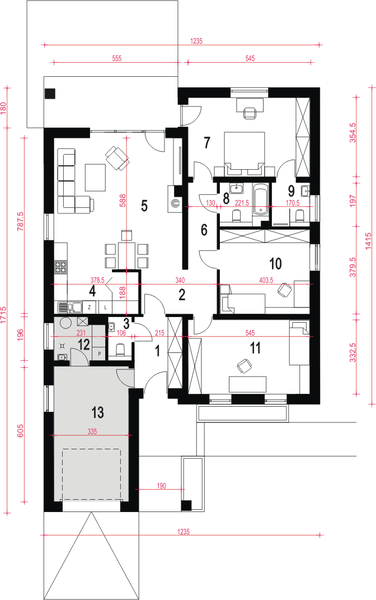Parter projektu Eryk bis z garażem 1-st. [A]