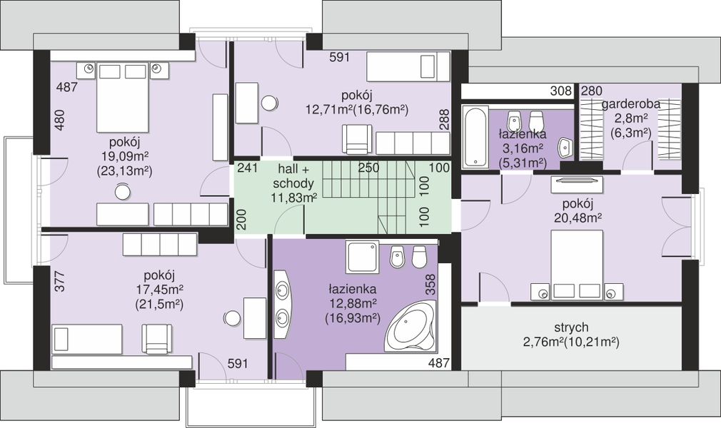 Poddasze projektu Dom przy Wiosennej 22