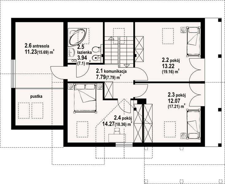 Poddasze projektu Osiek 87 dw
