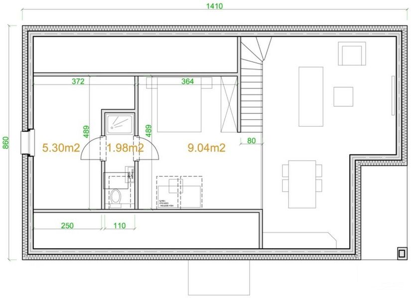 Poddasze projektu eko Typowy 54