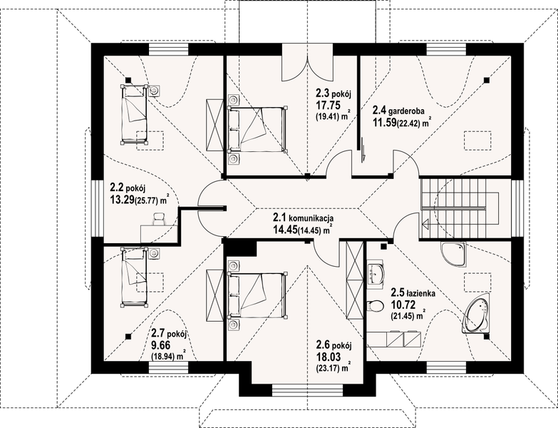 Poddasze projektu Chmielniki średnie dw 25