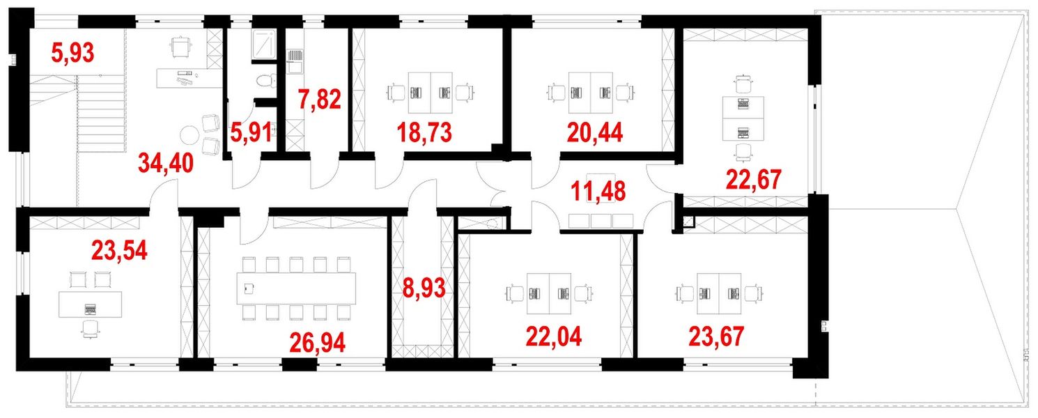 Piętro 1 projektu Budynek usługowy AMB-465