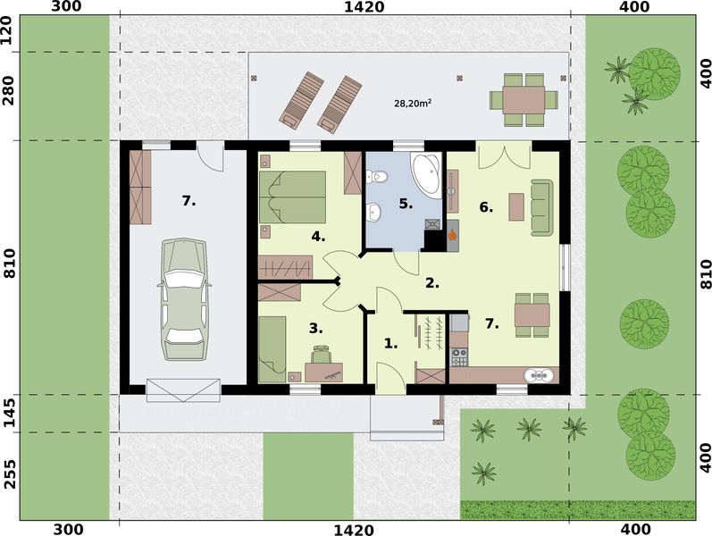 Parter projektu Barbados 3A dom letniskowy z garażem
