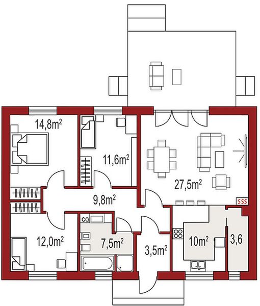 Parter projektu Nina 2A Plus 37 strop monolityczny