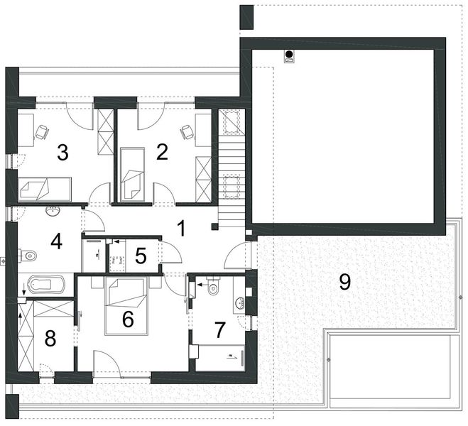 Piętro 1 projektu Nowatorski D57 wariant I
