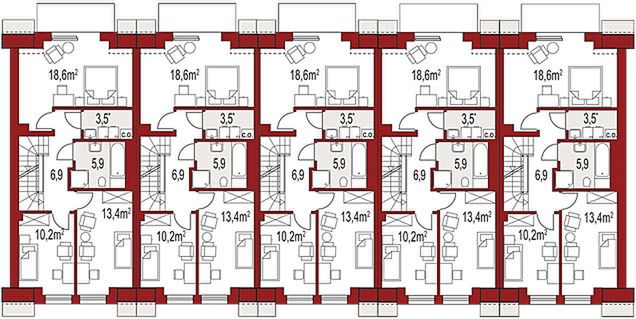 Piętro 1 projektu Diana A zestaw 5 segmentów