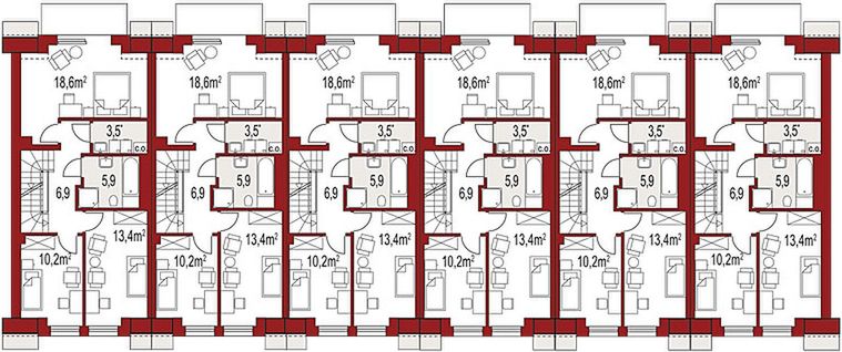 Piętro 1 projektu Diana B zestaw 6 segmentów