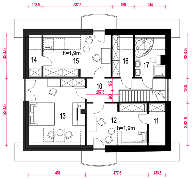 Poddasze projektu Dom Dla Ciebie 10 bez garażu [B]