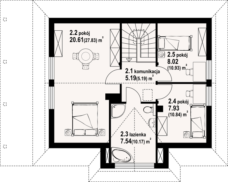 Poddasze projektu Zawoja 4 dw