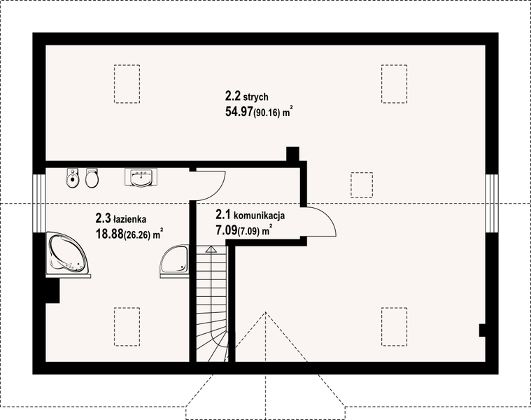 Poddasze projektu Alamowo 23 dwk
