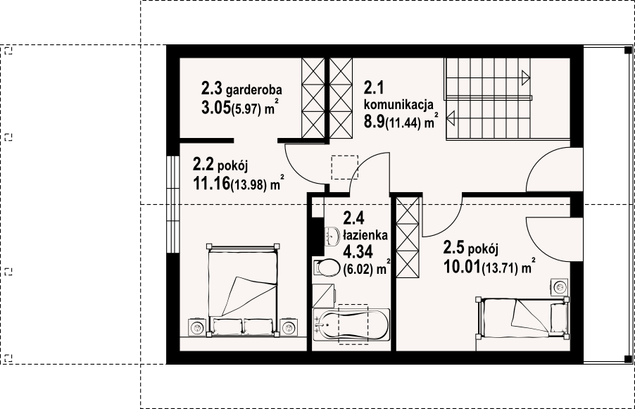 Poddasze projektu Bartnowice 7 dws
