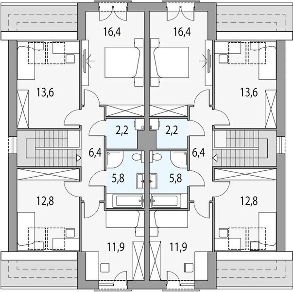 Poddasze projektu Merida a - dwulokalowy l+ll