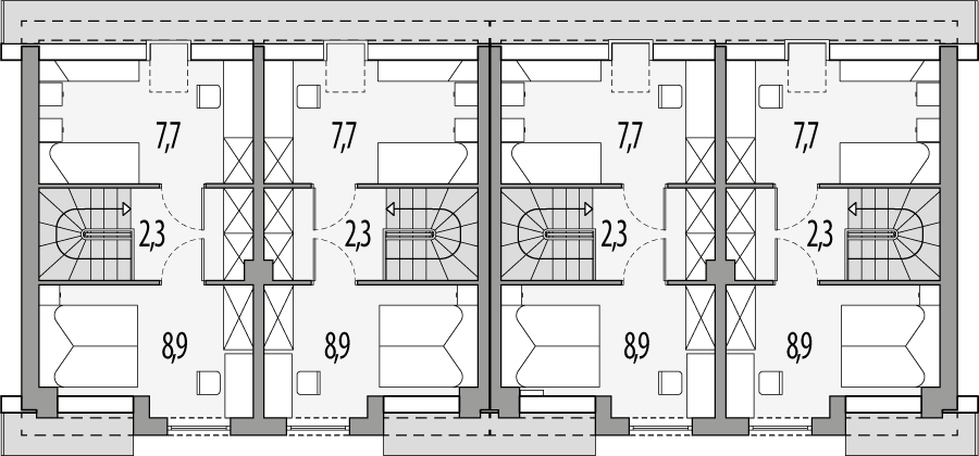 Poddasze projektu Morski 1 - bliźniak dwulokalowy l+sl+s+ll
