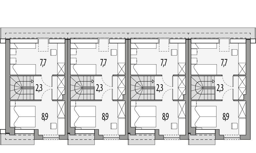 Poddasze projektu Morski 1 - szereg l+s+s+p