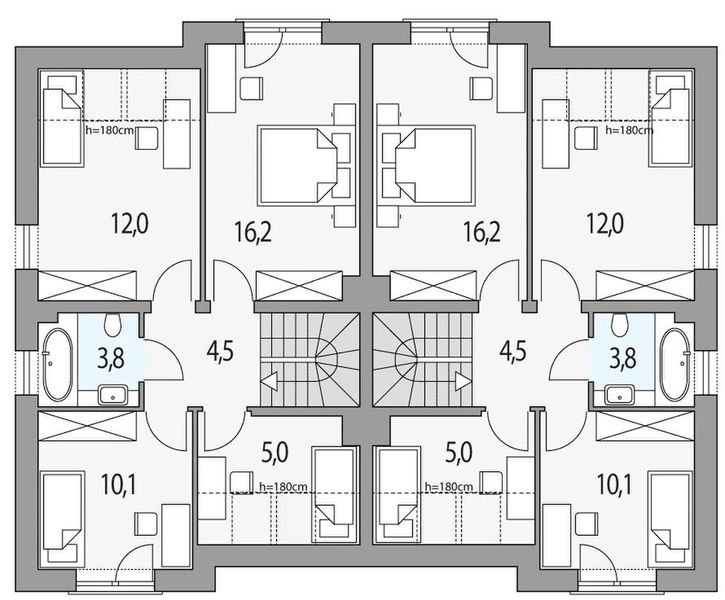 Poddasze projektu Emil - dwulokalowy pl+p