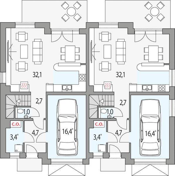 Parter projektu Emil - dwulokalowy l+p