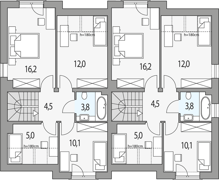Poddasze projektu Emil - dwulokalowy l+p