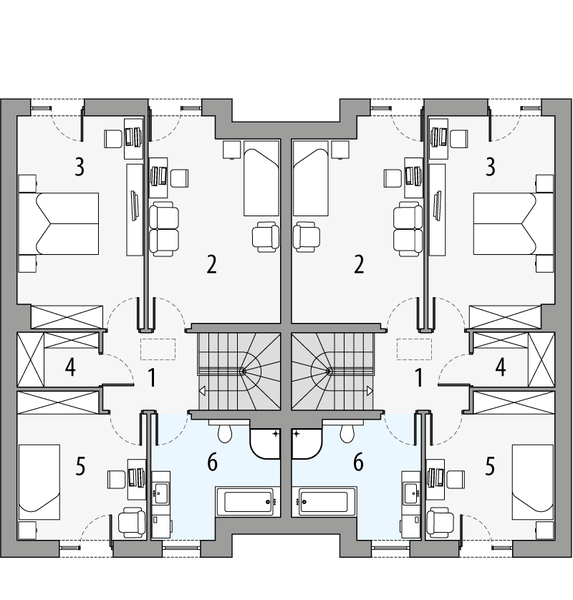 Piętro 1 projektu Oskar 3 - dwulokalowy PLP