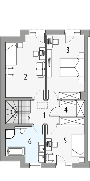 Piętro 1 projektu Oskar 3 - segment lewy
