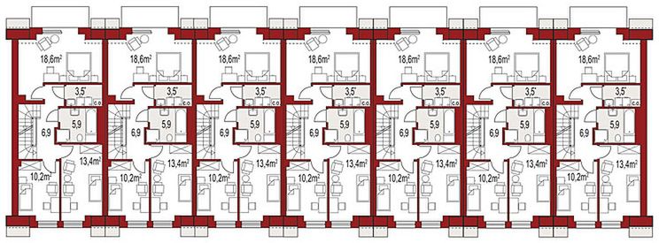Piętro 1 projektu Diana B zestaw 7 segmentów