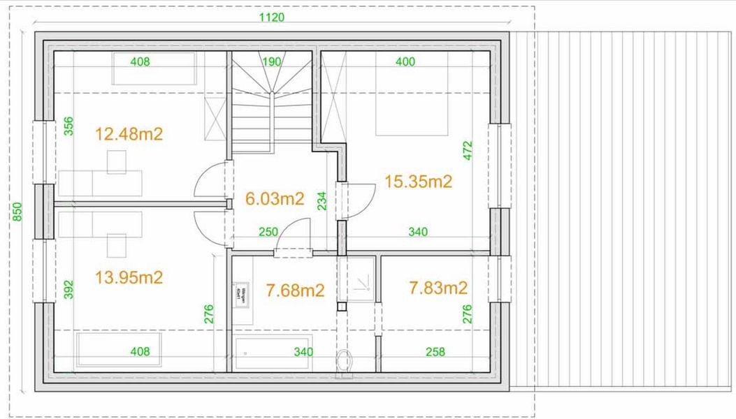 Poddasze projektu eko Typowy 57