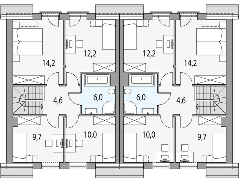 Poddasze projektu Kalipso 1 - bliźniak pl+p