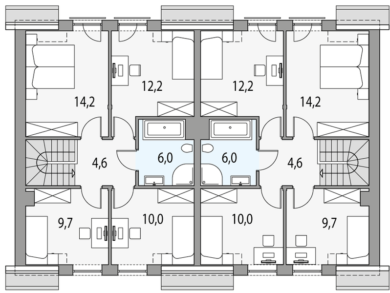 Poddasze projektu Kalipso 1 - dwulokalowy pl+p