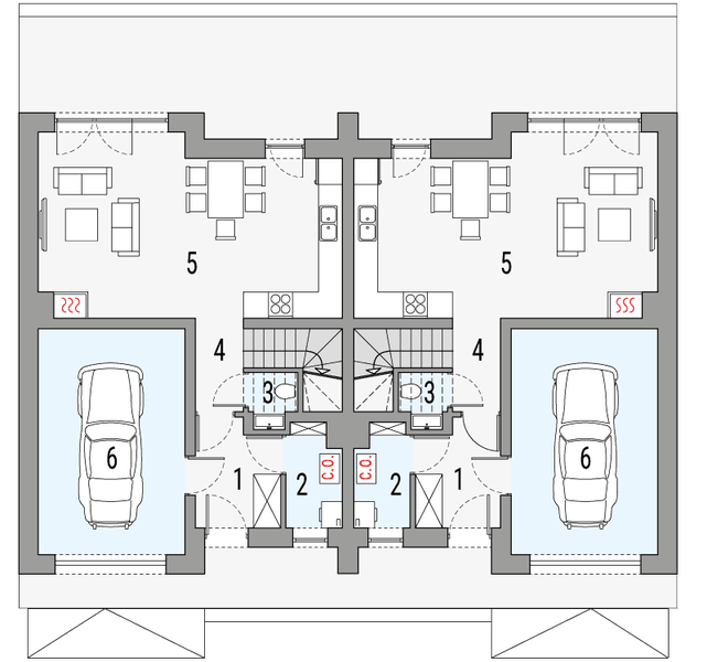 Parter projektu Kalipso 1 - dwulokalowy LLL