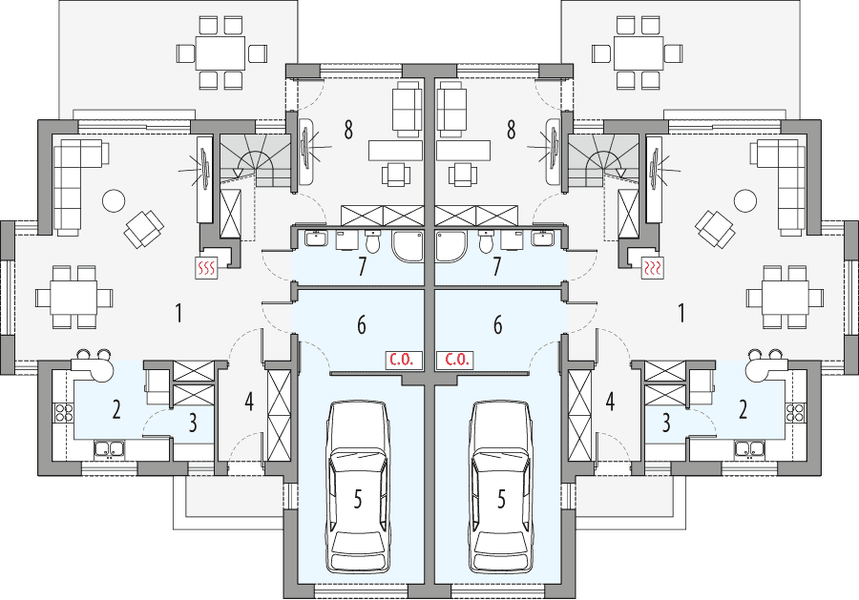 Parter projektu Vivien b - dwulokalowy PLP
