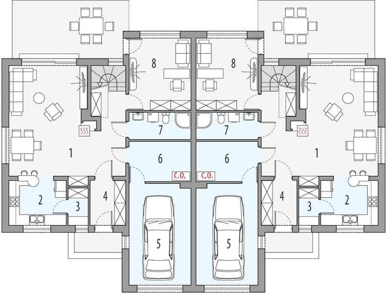 Parter projektu Vivien a - dwulokalowy PLP