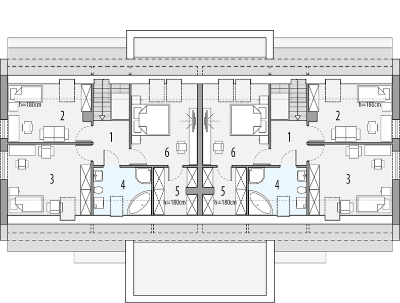 Poddasze projektu Vivien a - dwulokalowy PLP