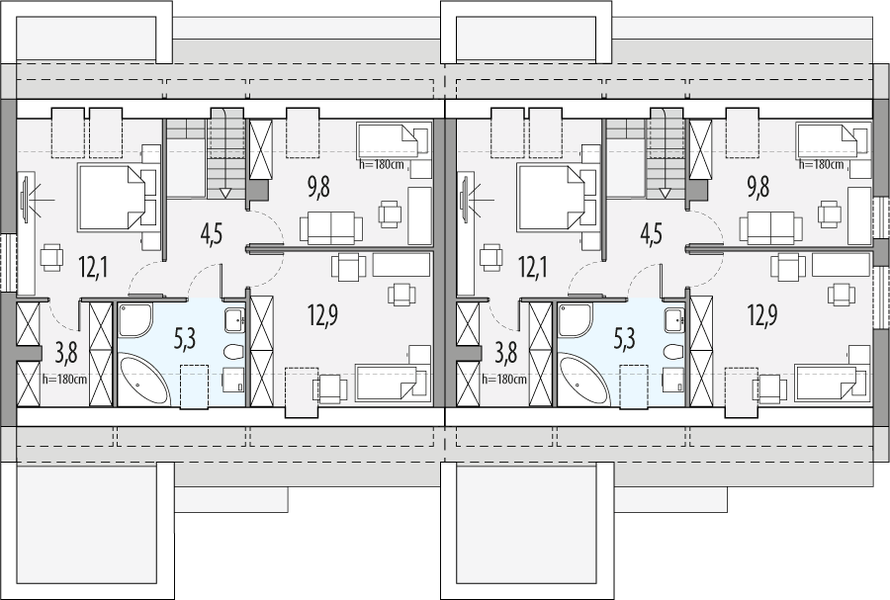 Poddasze projektu Vivien A - bliźniak L+P