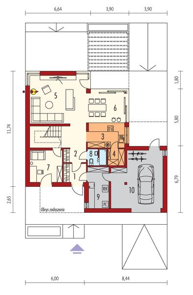 Projekt domu Mini 13 G1 PLUS reco energo plus - rzut parteru, dom liczy 4 pokoje, 2 łazienki i wc