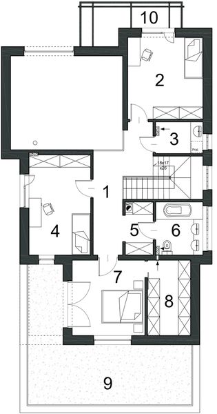 Piętro 1 projektu Dynamiczny D22 wariant I