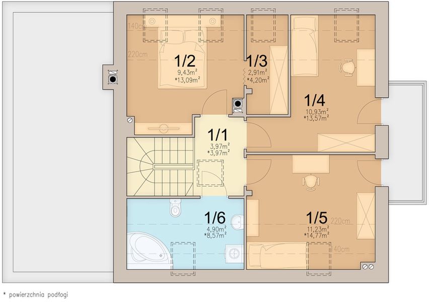 Poddasze projektu Lungo 5 G1