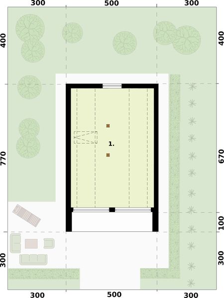 Poddasze projektu Moca A OC dom letniskowy na zgłoszenie do 35m2